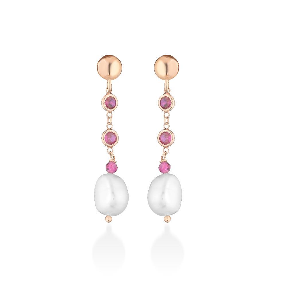 Glamor Earrings LGEA514.1 Silver Pearls Colored Gems - GLAMOUR