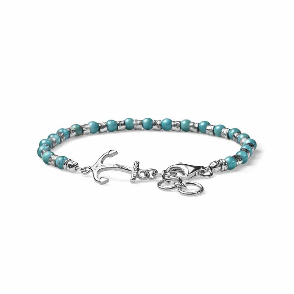 Bracciale uomo Neptune aulite e Ancora in argento 19+3 cm - MARIA CRISTINA STERLING