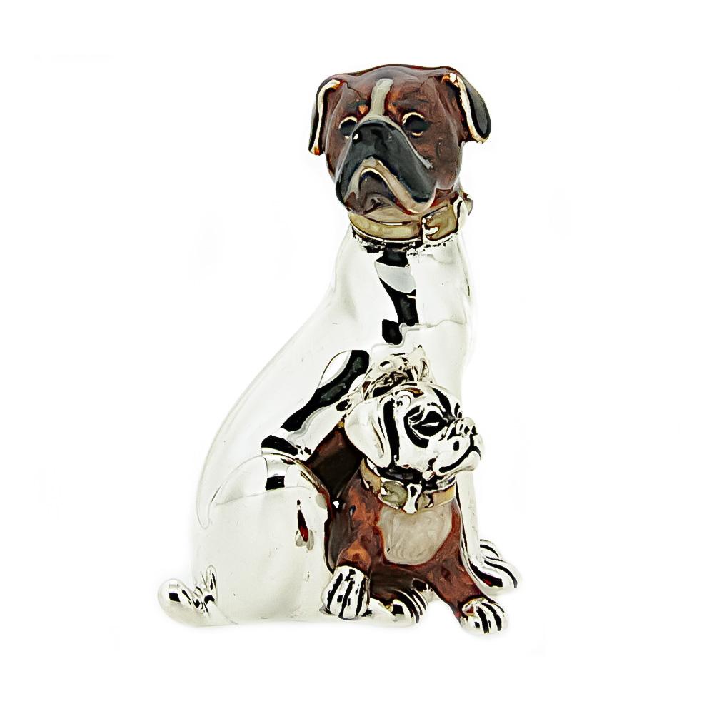 Boxer with low ears puppy silver ornament Saturno ST168 - SATURNO