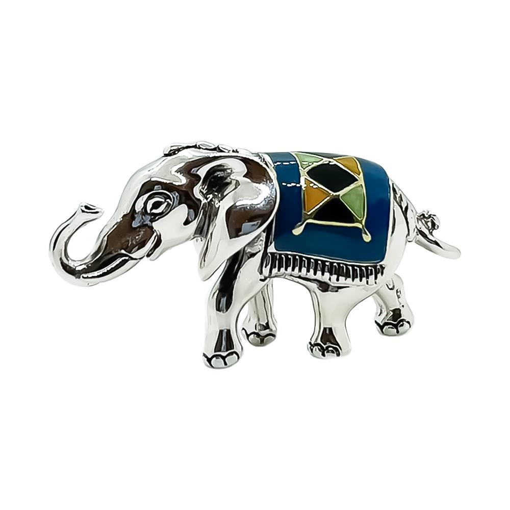 Medium Enamelled Elephant silver ornament Saturno ST135-2 - SATURNO