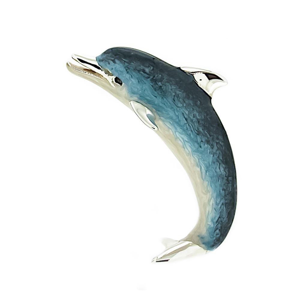 Medium enamel dolphin silver ornament Saturno ST174-2 - SATURNO