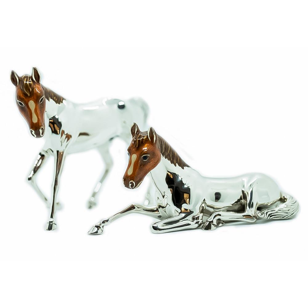 Pair of horses with enamelled heads ornament Saturno ST202 - SATURNO