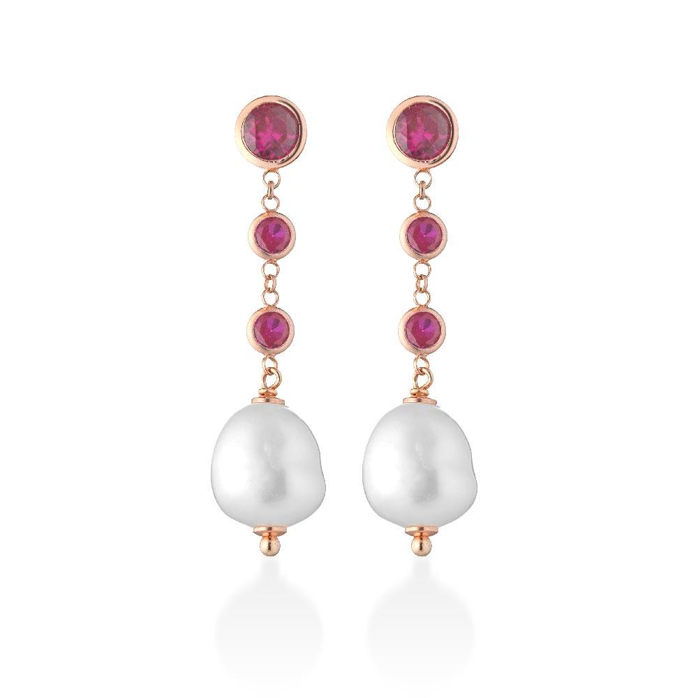 Glamor Earrings LGEA525.3 Silver Pearls Colored Gems - GLAMOUR