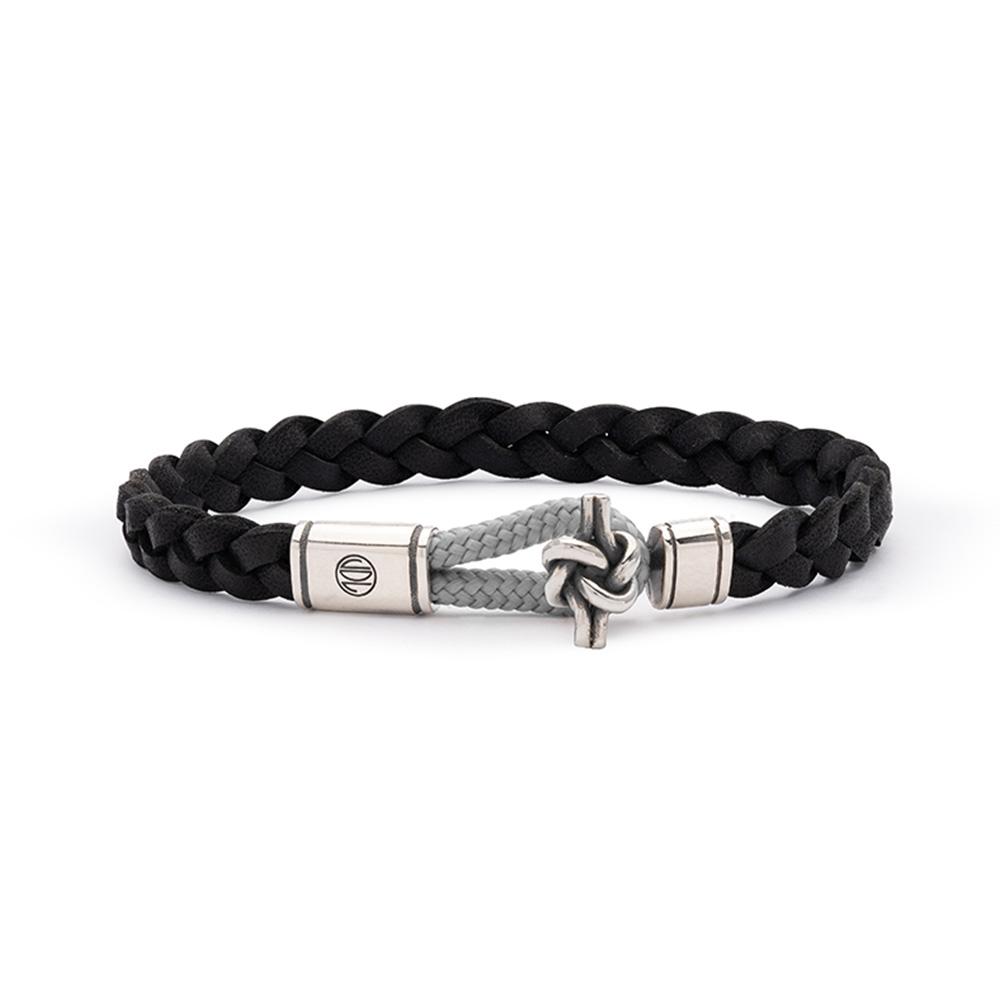 Love knot bracelet 925 silver, leather and nautical rope loop - VALENTINO DI LEONARDO