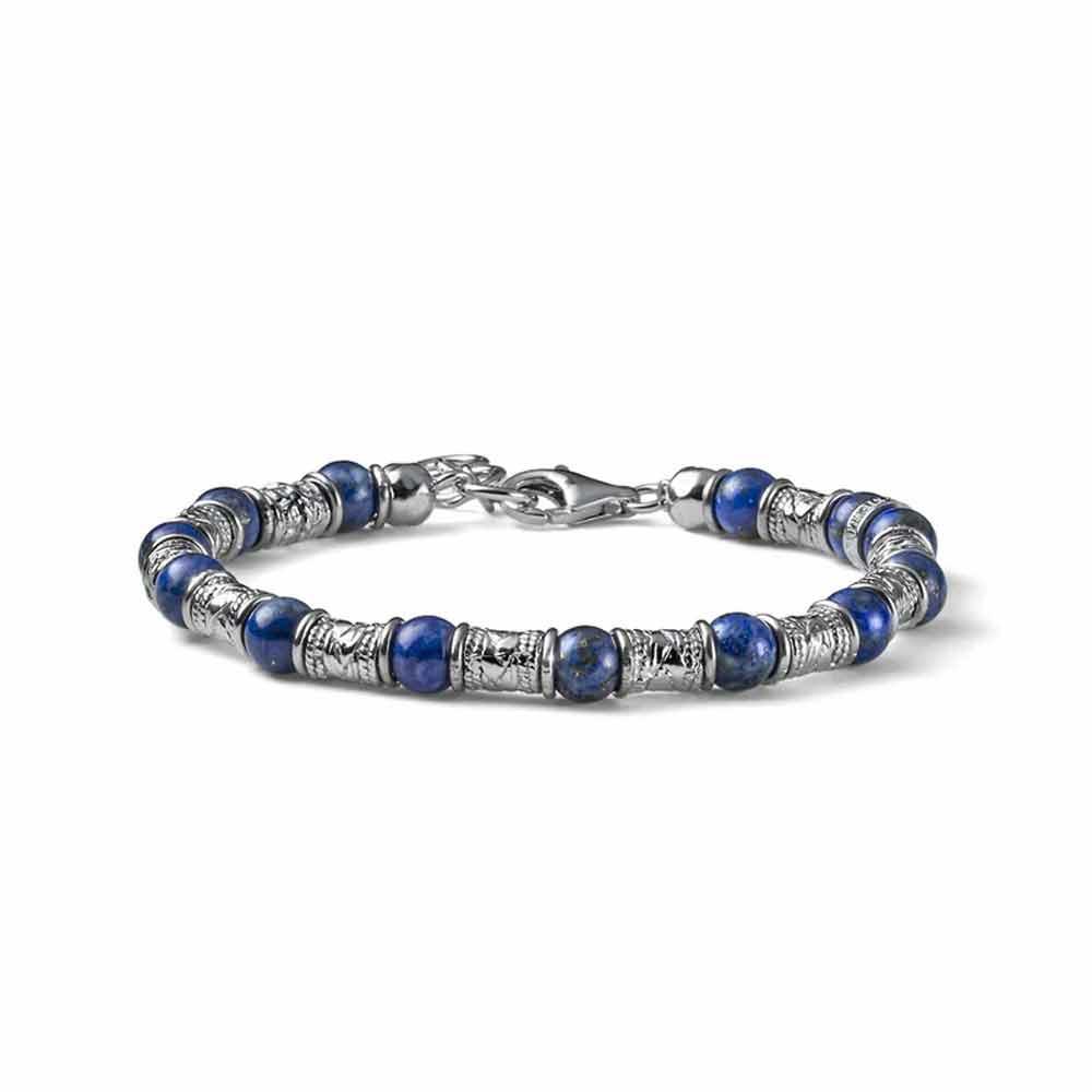 Siena Lapis Lazuli Men's Bracelet 19+3 cm in Silver - MARIA CRISTINA STERLING