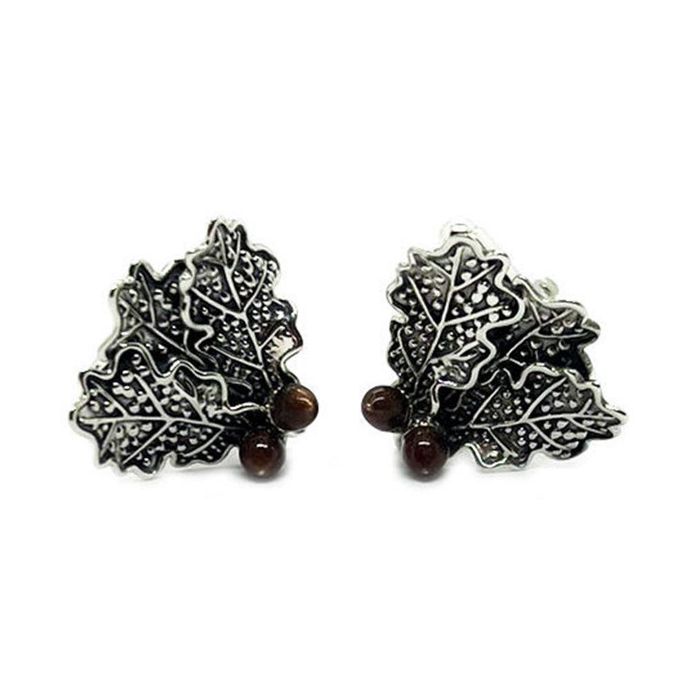 925 Silver Oak Leaf Cufflinks - Handmade - SATURNO