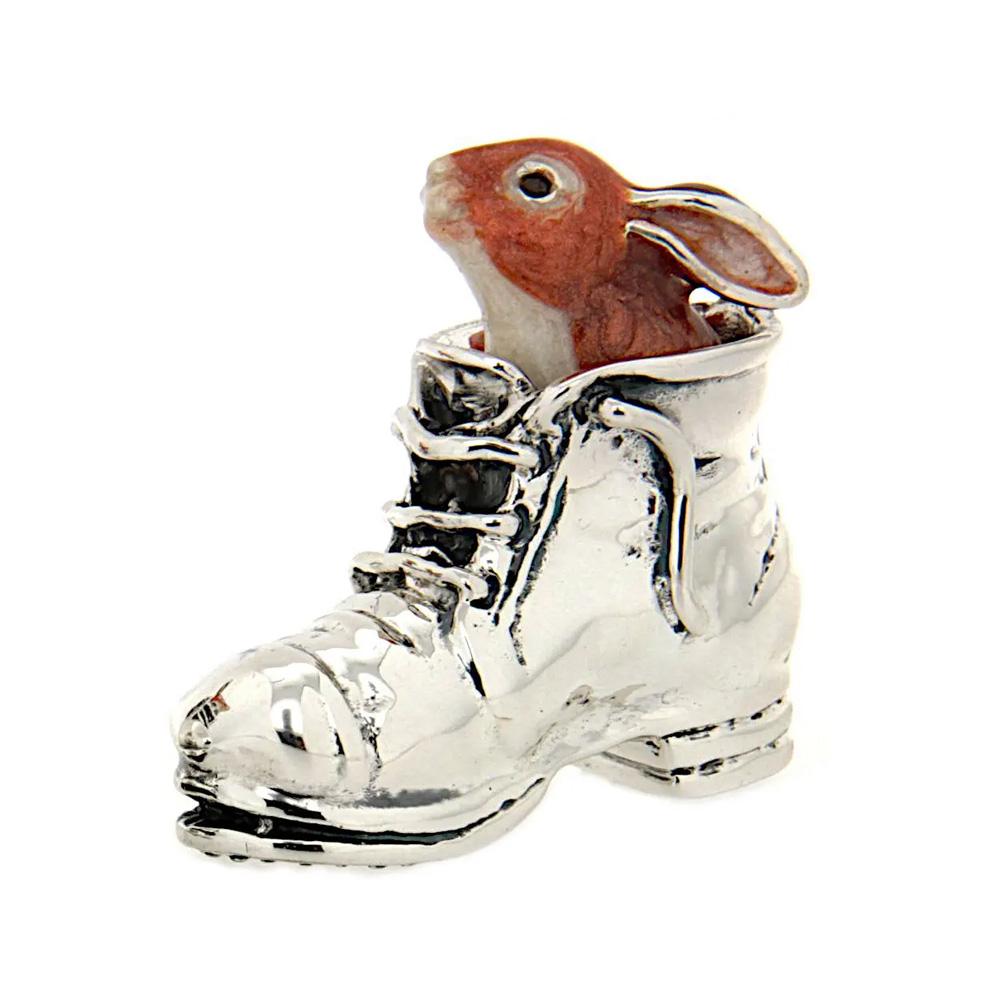 Rabbit ears low in the boot silver ornament Saturno ST173-2 - SATURNO