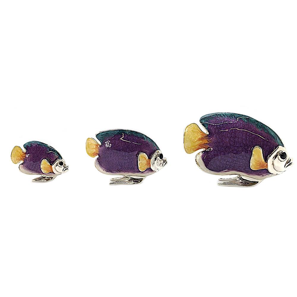 Family of 3 enameled fish ornament Saturno ST227 - SATURNO