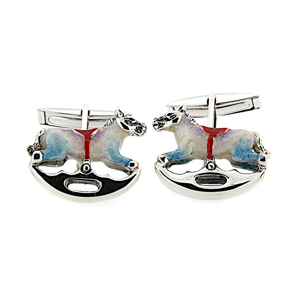 925 Silver Rocking Horse Cufflinks - Handmade - SATURNO