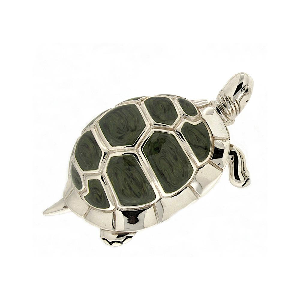 Large enamelled turtle silver ornament Saturno ST12-1 - SATURNO