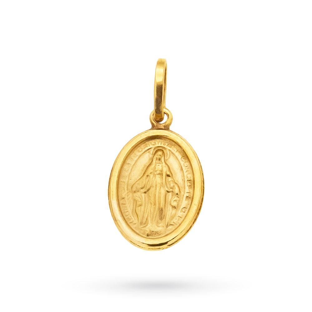 Ciondolo medaglia Madonna Miracolosa in oro giallo 11x15 mm - LUSSO ITALIANO