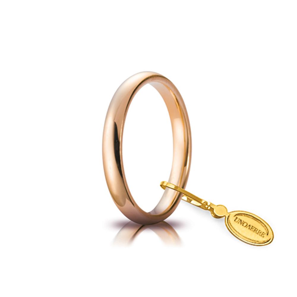 Comfort wedding ring 3.0 mm in rose gold - UNOAERRE