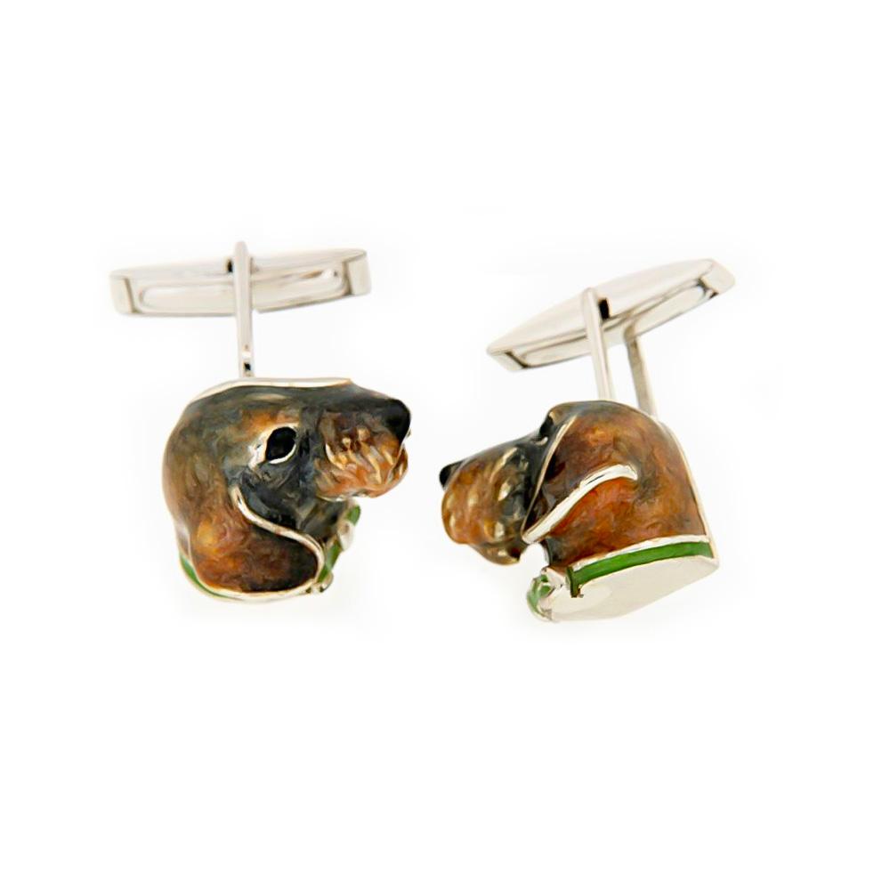 925 Silver Wirehaired Dachshund Cufflinks - Handmade - SATURNO