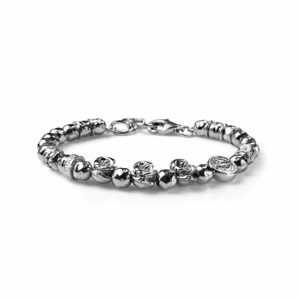 Women's bracelet silver 3 roses and charm My Saint 16+3 cm - MARIA CRISTINA STERLING