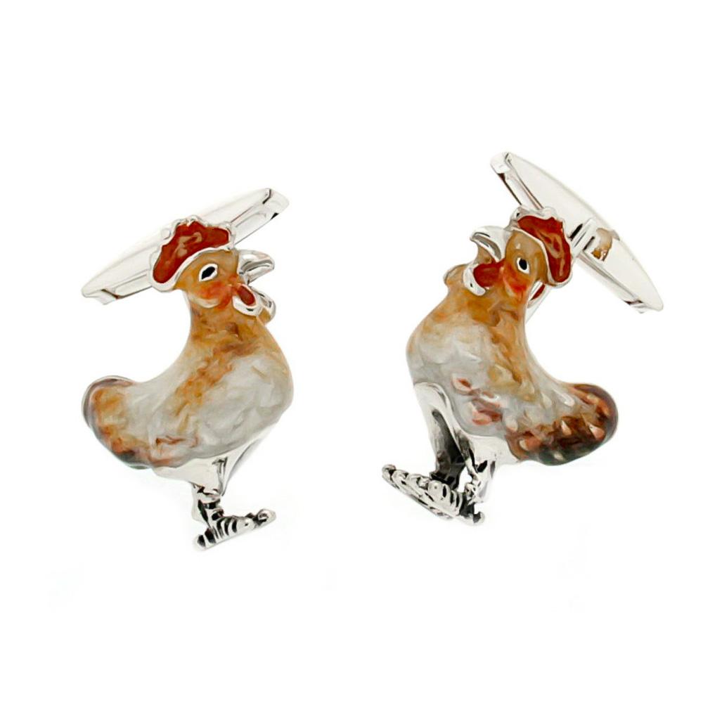 925 Silver Chicken Shirt Cufflinks - Handmade - SATURNO