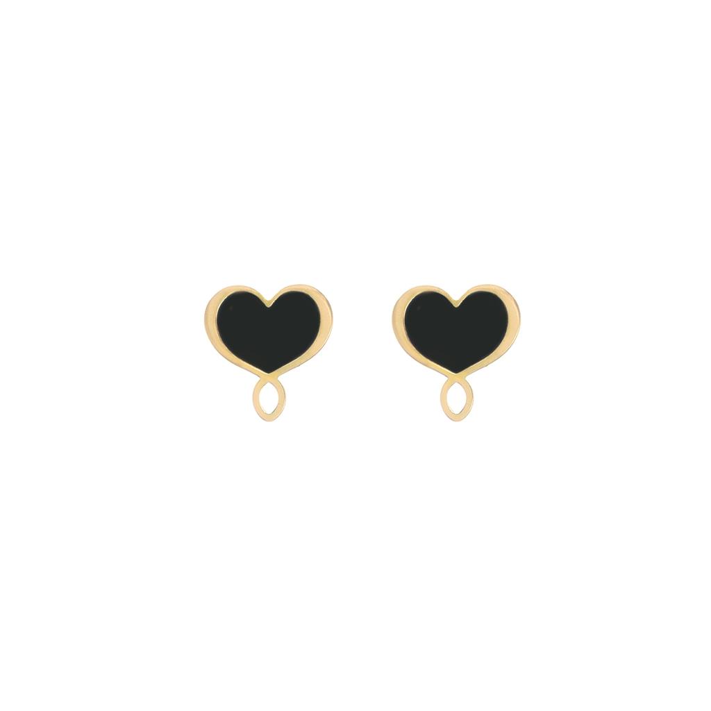 Earrings (pair) small hearts black enamel Maman et Sophie ORMES42SGI - MAMAN ET SOPHIE