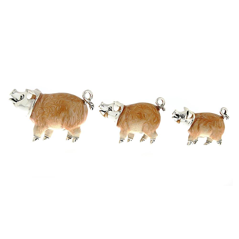 Funny Pig Trio silver ornament Saturno ST122 - SATURNO