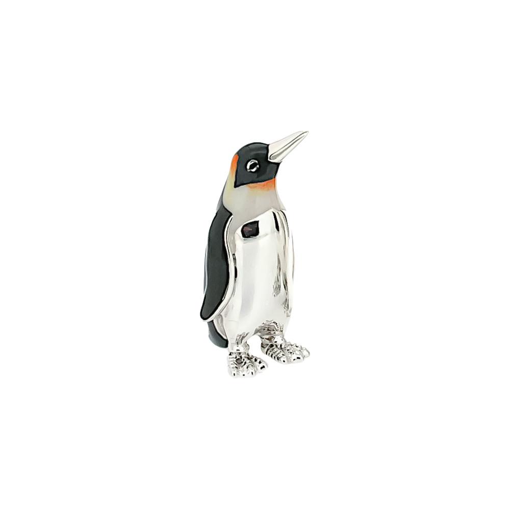 Small enamel penguin silver ornament Saturno ST155-4 - SATURNO