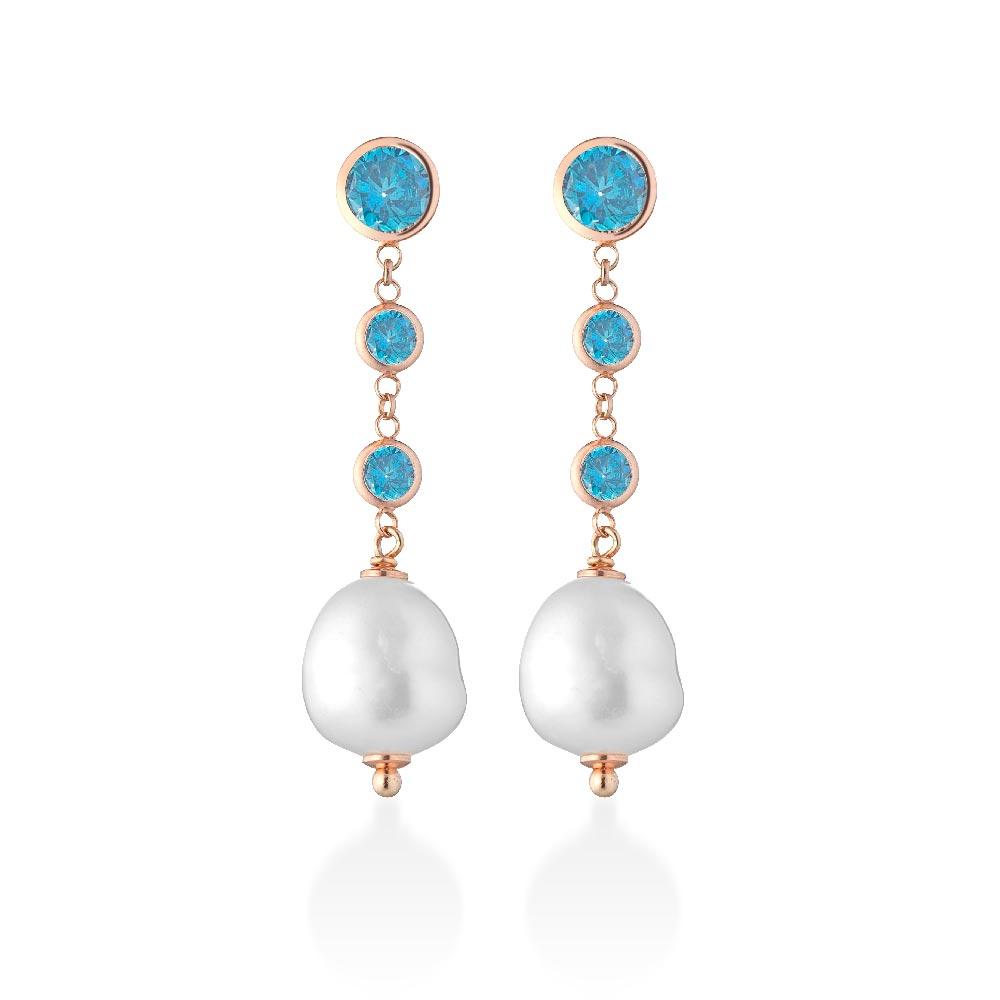 Glamor Earrings LGEA525.5 Silver Pearls Colored Gems - GLAMOUR