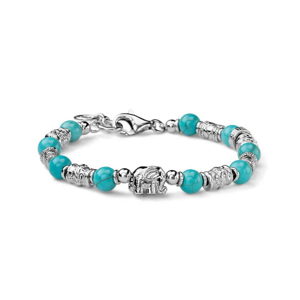 Women's bracelet Elephant in silver, aulite and barrels 16+3 cm - MARIA CRISTINA STERLING