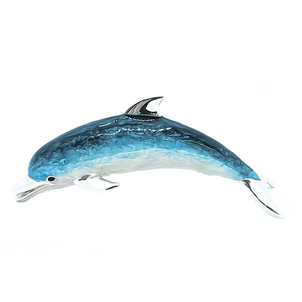 Giant enamel dolphin silver ornament Saturno ST159 - SATURNO