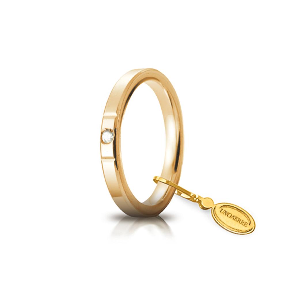 Wedding ring Circles of Light mm.2.5 in yellow gold with diamond - UNOAERRE