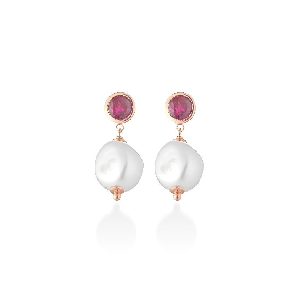 Glamor Earrings LGEA524.3 Silver Pearls Colored Gems - GLAMOUR