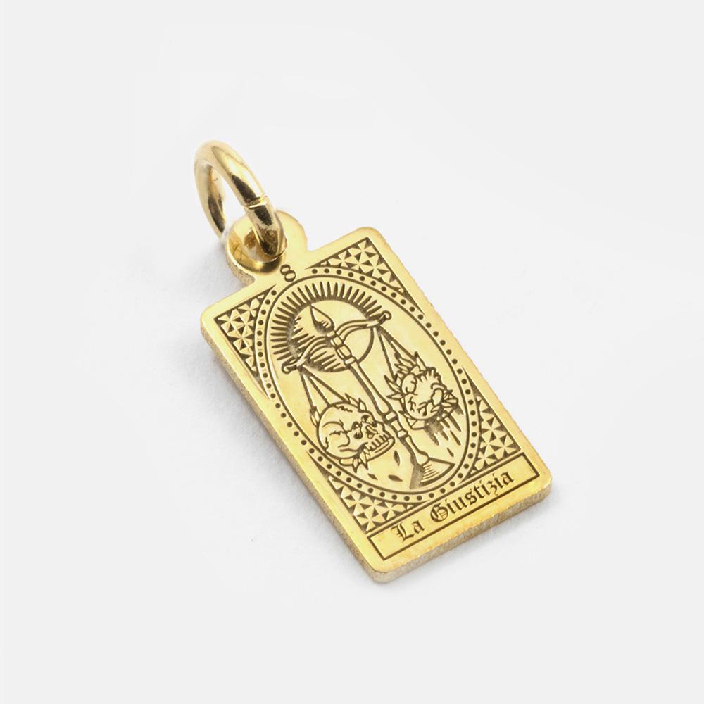 Tarot Card Pendant Justice in Gold Plated Silver - NOVE25