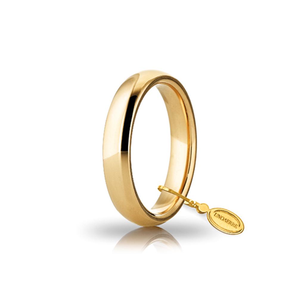 Comfort wedding ring 4.0 mm in yellow gold - UNOAERRE