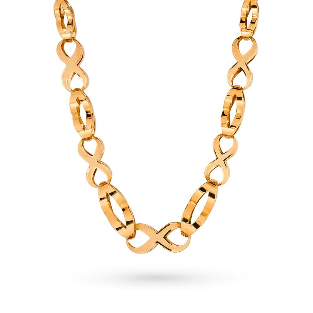 Chain of shiny and satin infinity in 18kt yellow gold - LUSSO ITALIANO