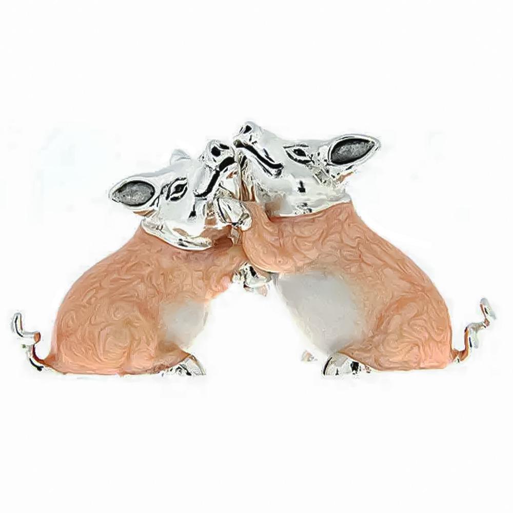 Enamelled couple of pigs in love ornament Saturno ST194 - SATURNO