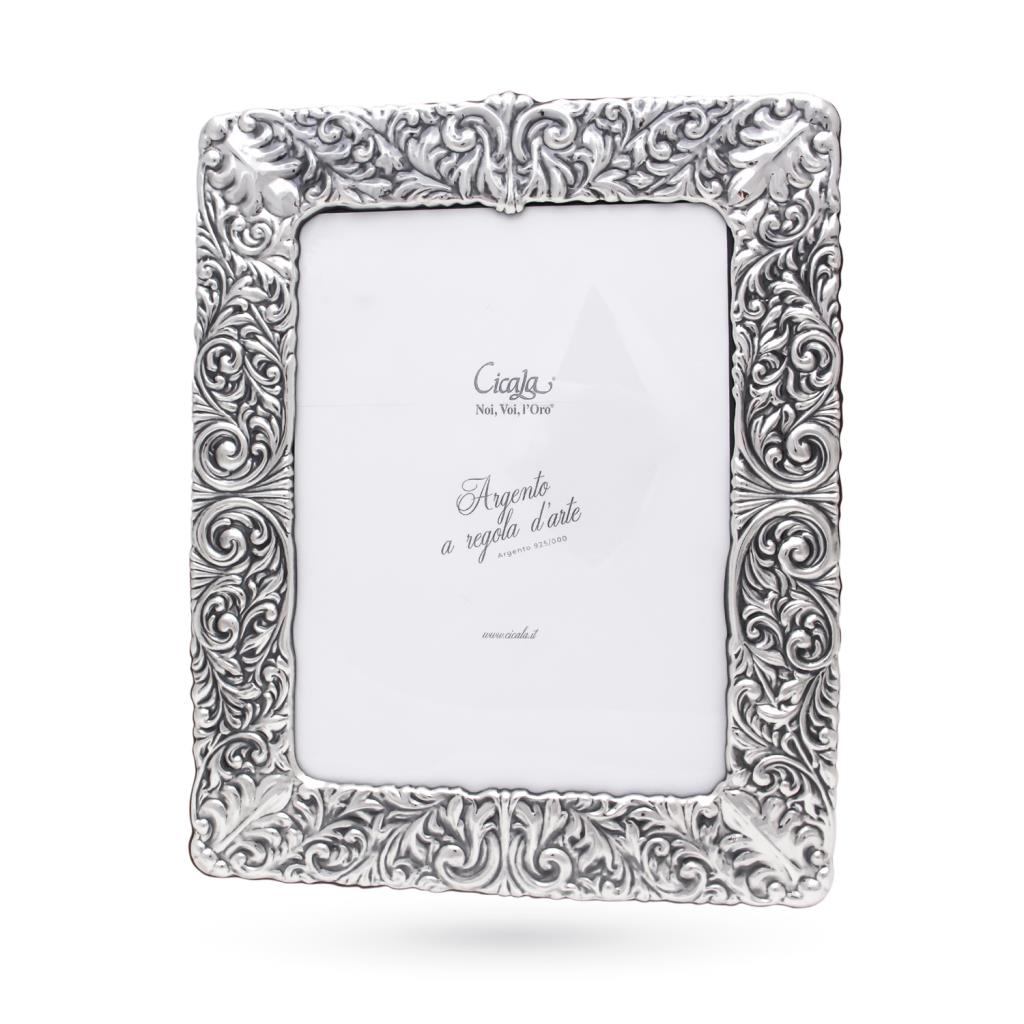 Cornice portafoto argento 18x24 cm decorazione floreale - UNBRANDED 