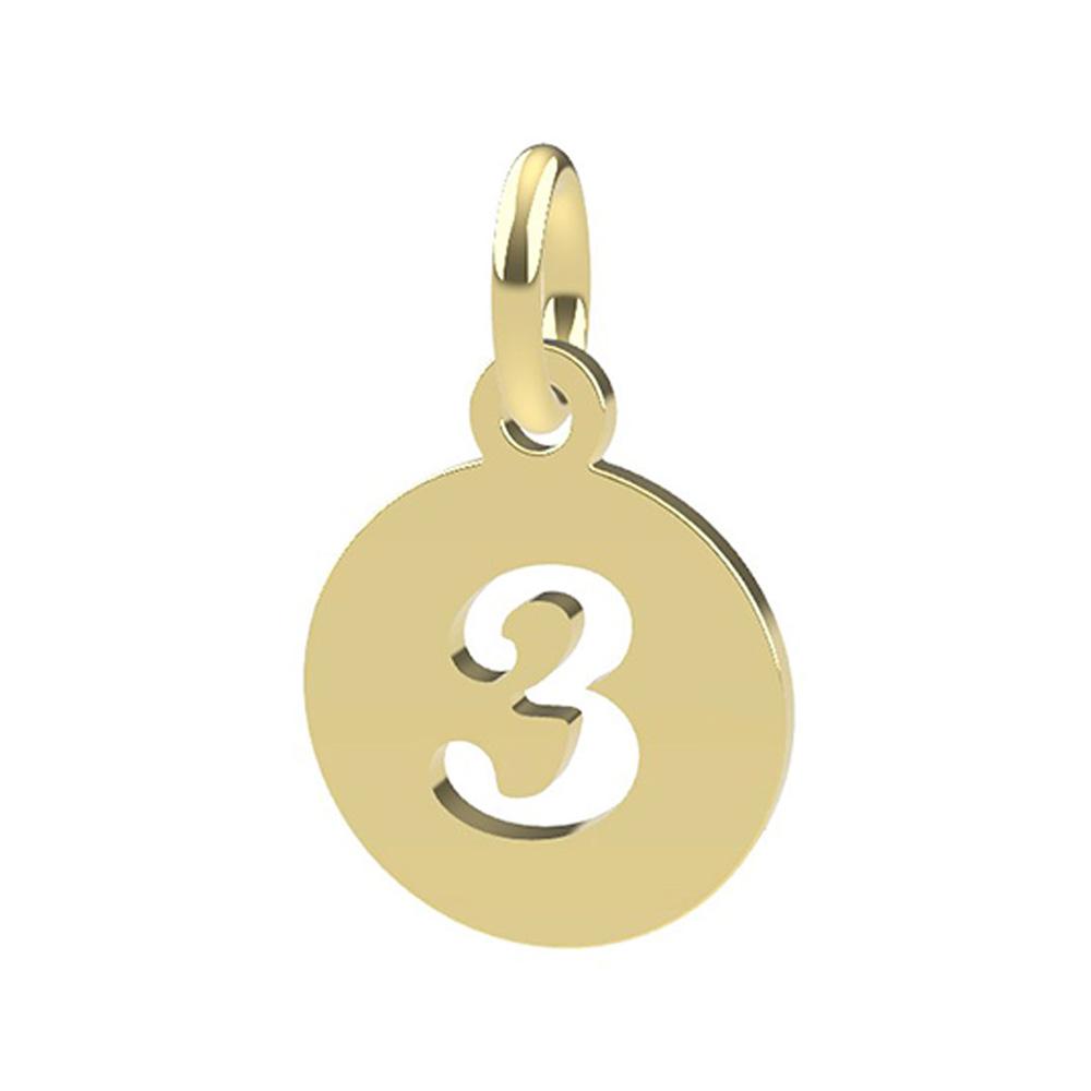 Ciondolo con Numero 3 in oro giallo 18kt - DEDIE