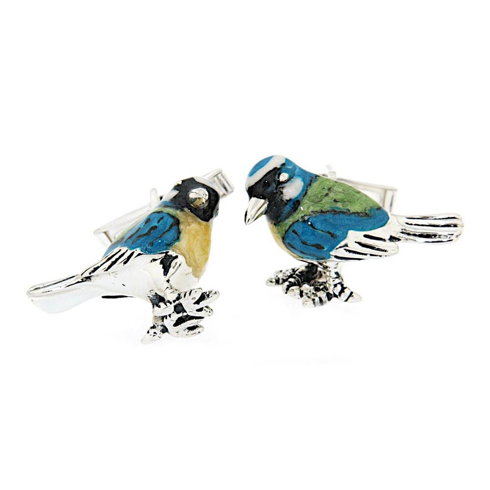 Cufflinks blue tit 925 silver - Italian craftsmanship - SATURNO