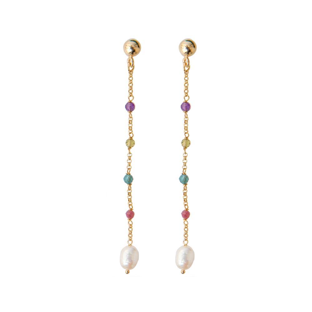 Glamor Earrings LGEA373.1 Silver Pearls Colored Gems - GLAMOUR