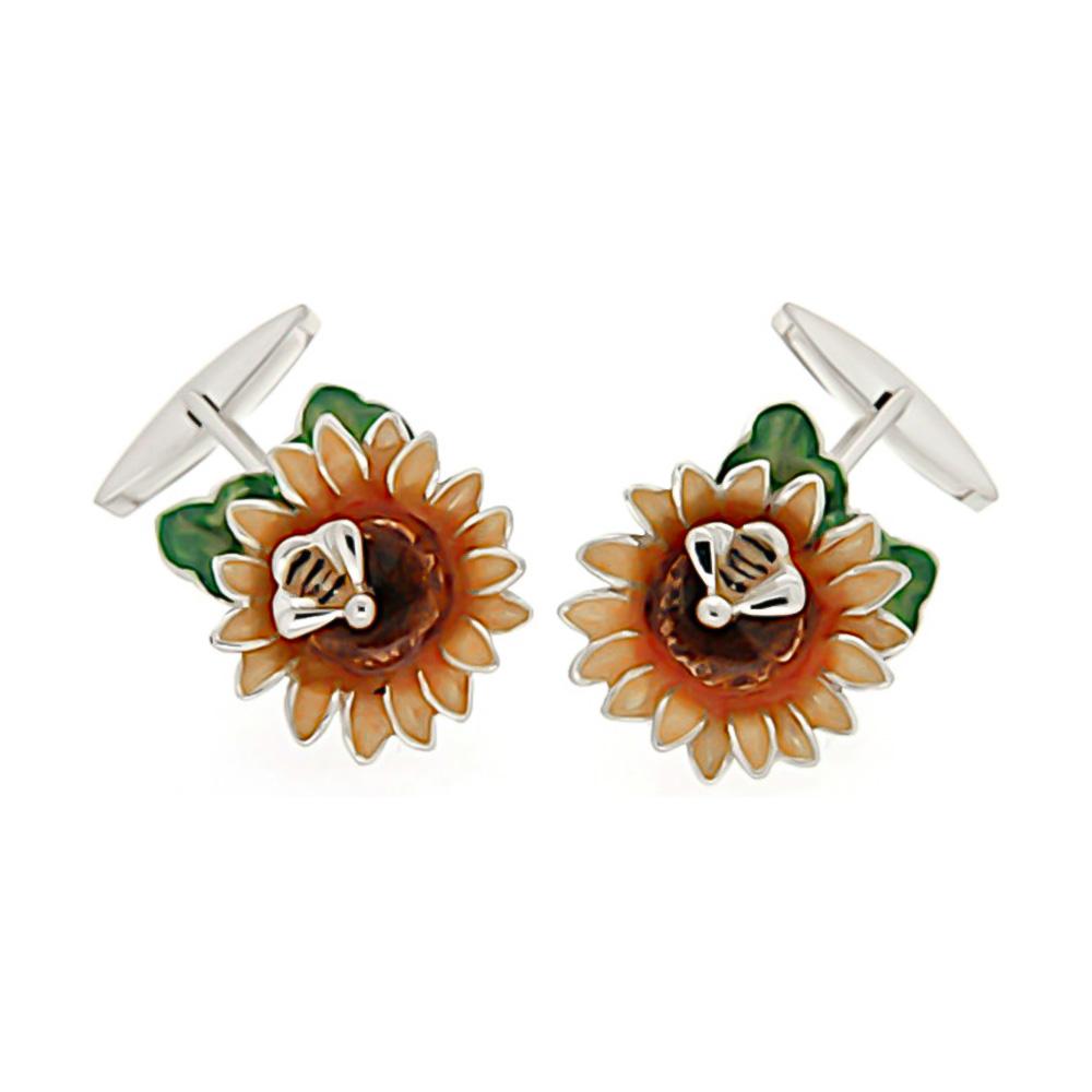 Sunflower cufflinks 925 silver - Italian craftsmanship - SATURNO