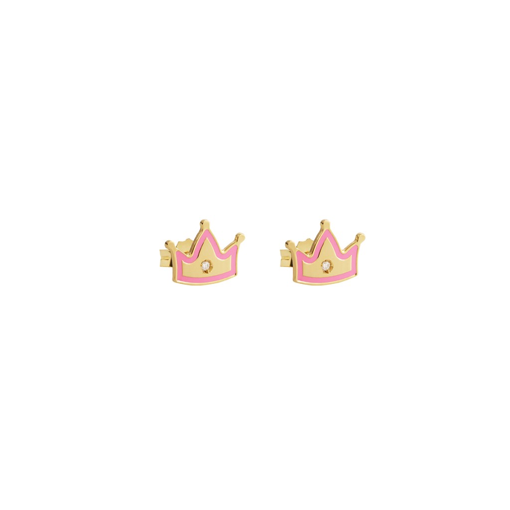 leBebe PMG200 earrings enameled crown with diamond - LE BEBE