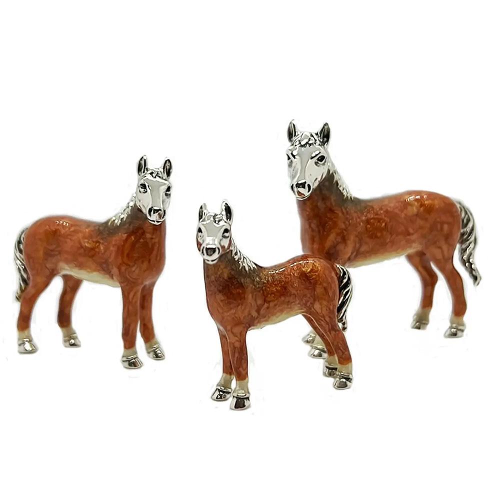 Trio of enameled horses silver ornament Saturno ST180 - SATURNO