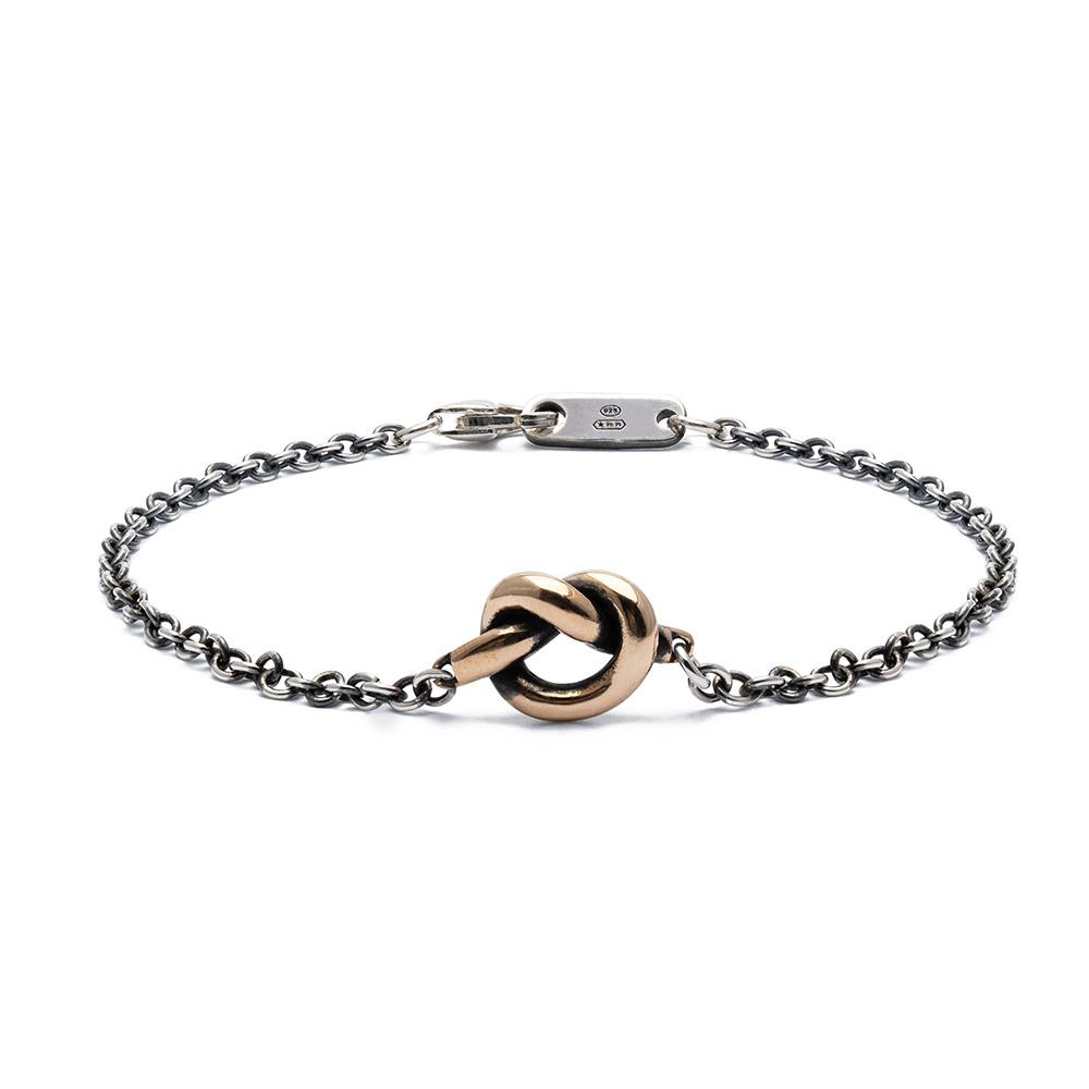 Bracciale catena argento 925 e nodo singolo bronzo - VALENTINO DI LEONARDO