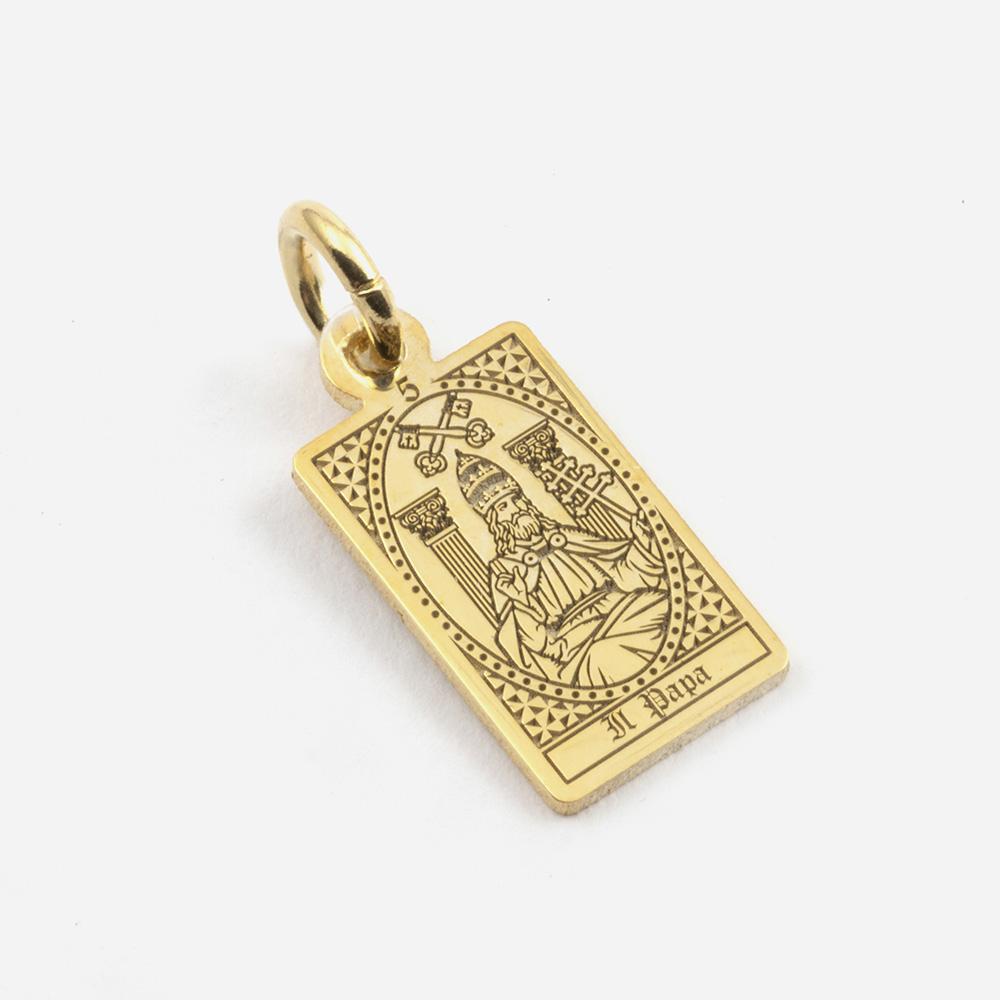 Tarot Card Pendant The Pope in Gold Plated Silver - NOVE25