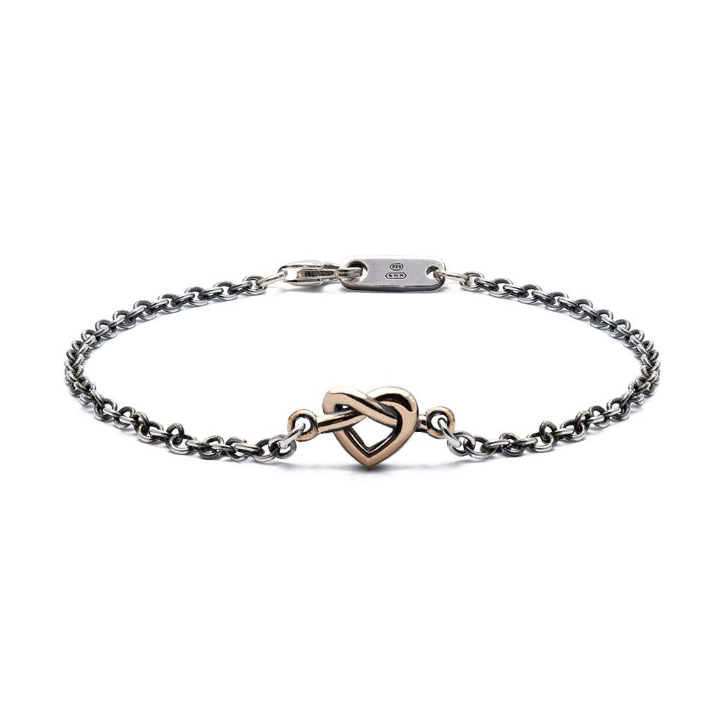 Bracciale catena argento 925 e nodo cuore bronzo - VALENTINO DI LEONARDO