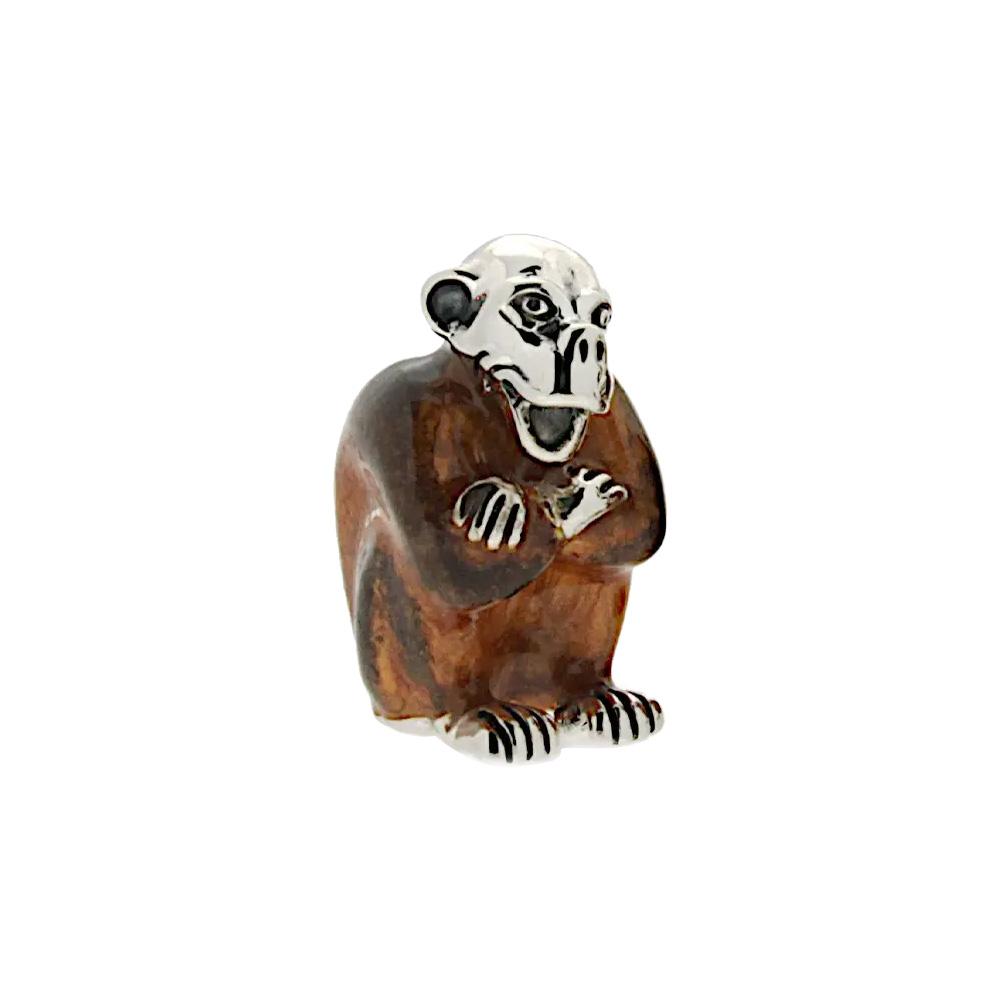 Enamelled sitting monkey silver ornament Saturno ST172-1 - SATURNO