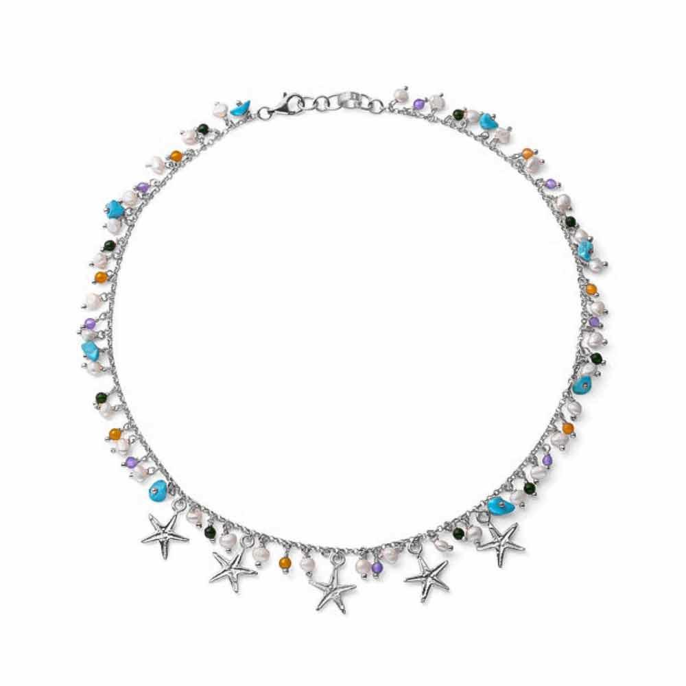 Collana donna Claudine 45 cm argento, stella marina e aulite - MARIA CRISTINA STERLING