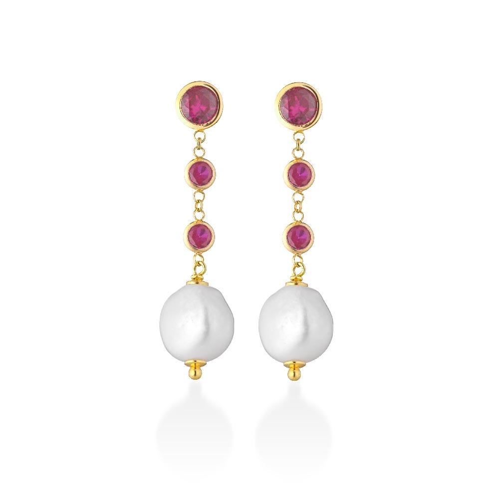 Glamor Earrings LGEA525.4 Silver Pearls Colored Gems - GLAMOUR