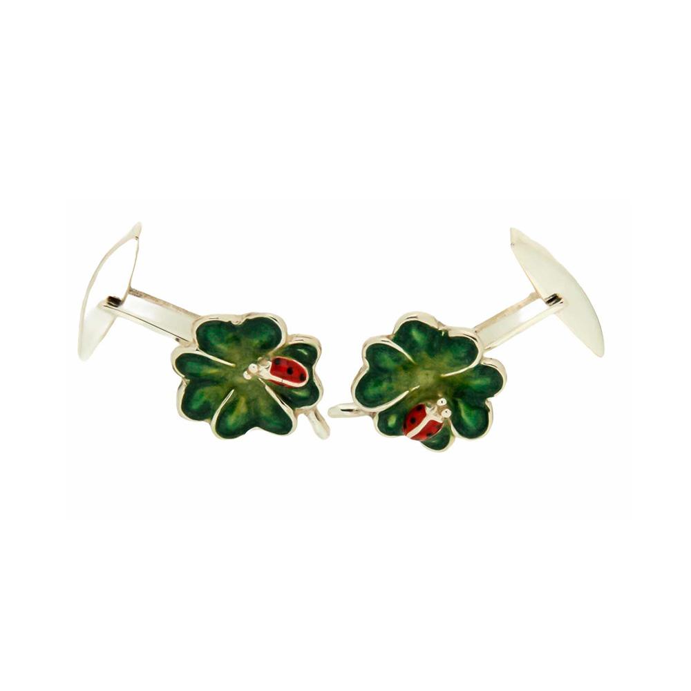 925 Silver Four Leaf Clover Cufflinks - Italian Craftsmanship - SATURNO