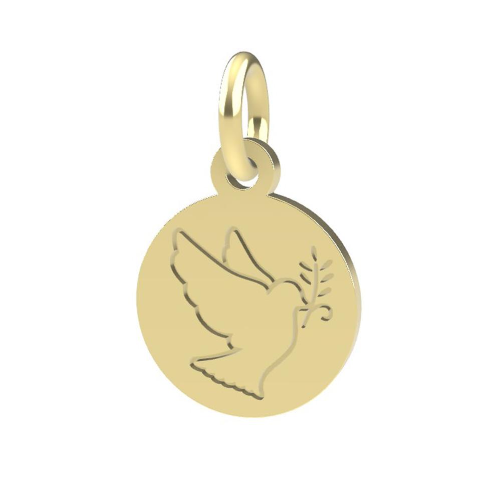 18kt yellow gold Dove pendant (Baptism) - DEDIE