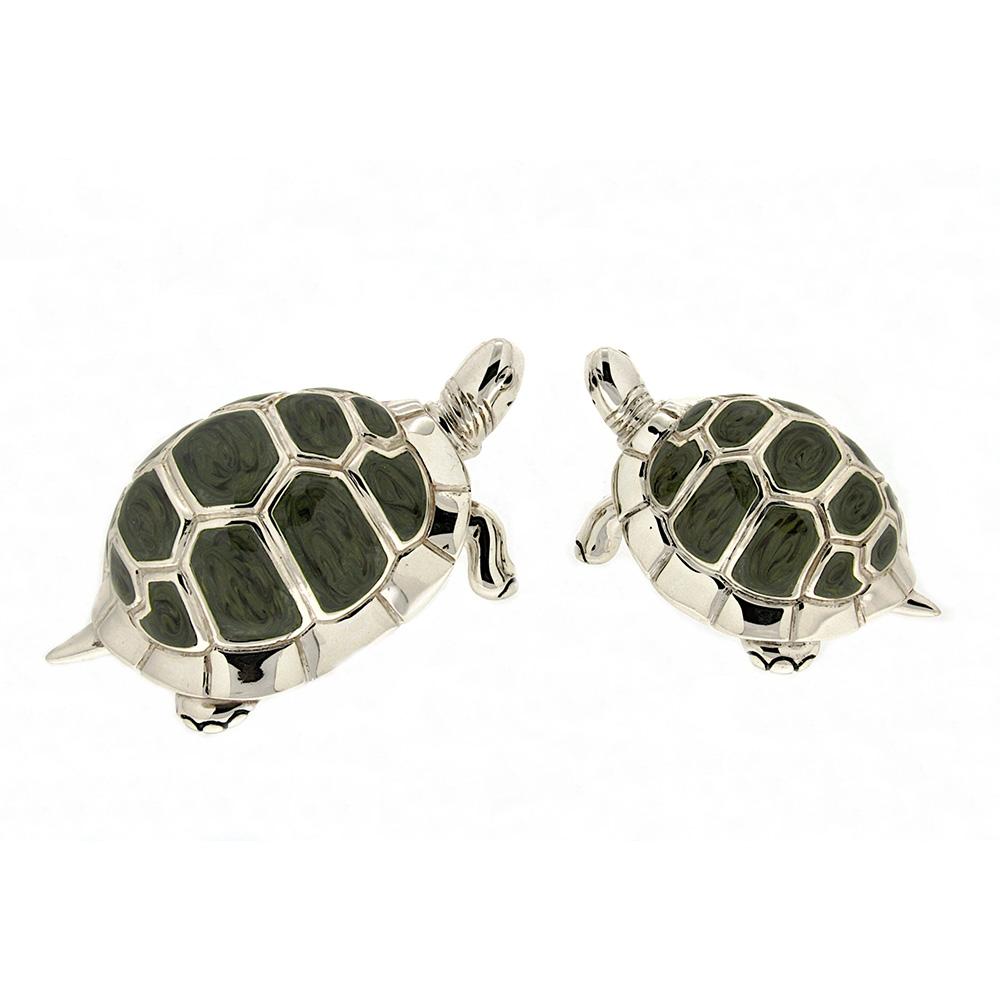 Enamel turtles pair silver ornament Saturno ST12 - SATURNO