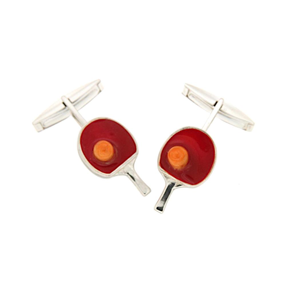 Gemelli racchetta ping pong argento 925 - artigianato italiano - SATURNO