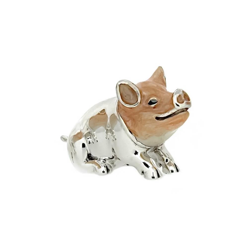 Small pig silver ornament Saturno ST153-3 - SATURNO