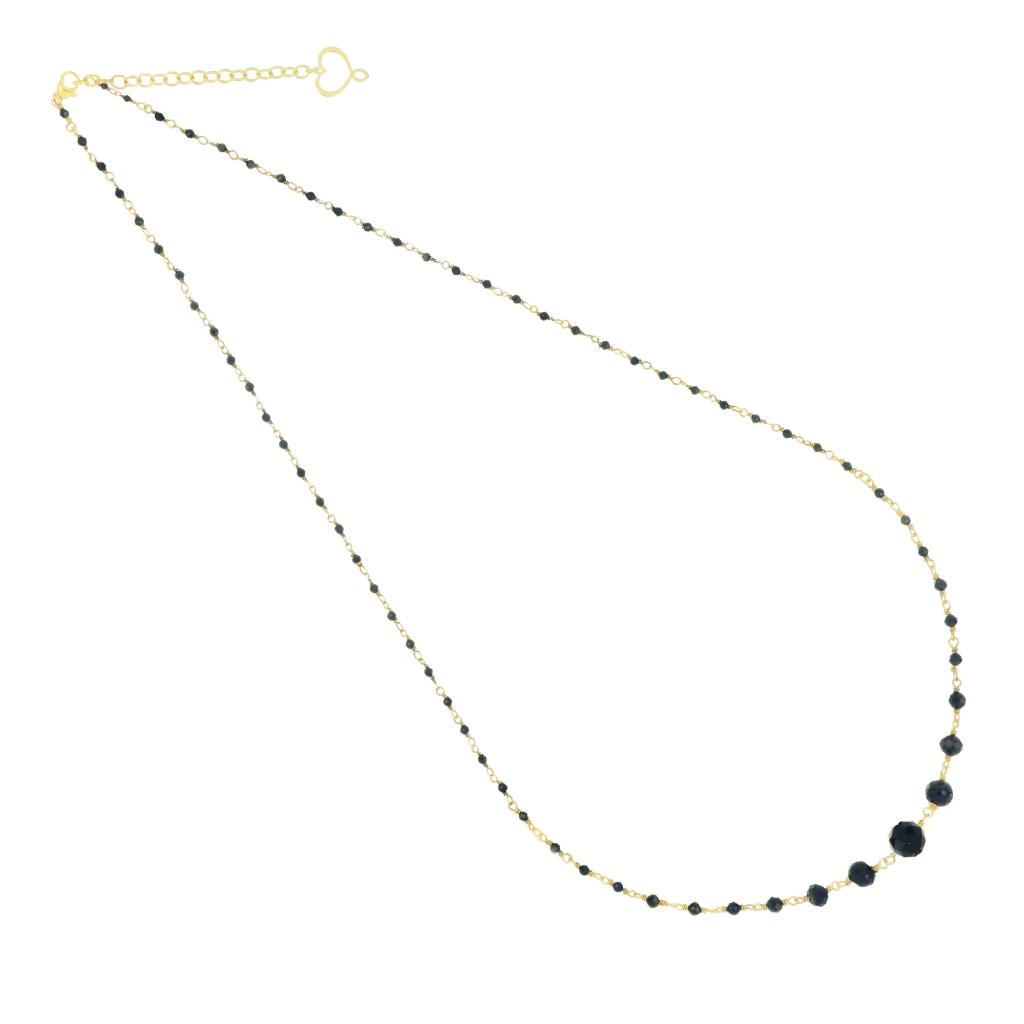 Rosary long spheres scaled black spinel Maman et Sophie RPOND2RL - MAMAN ET SOPHIE